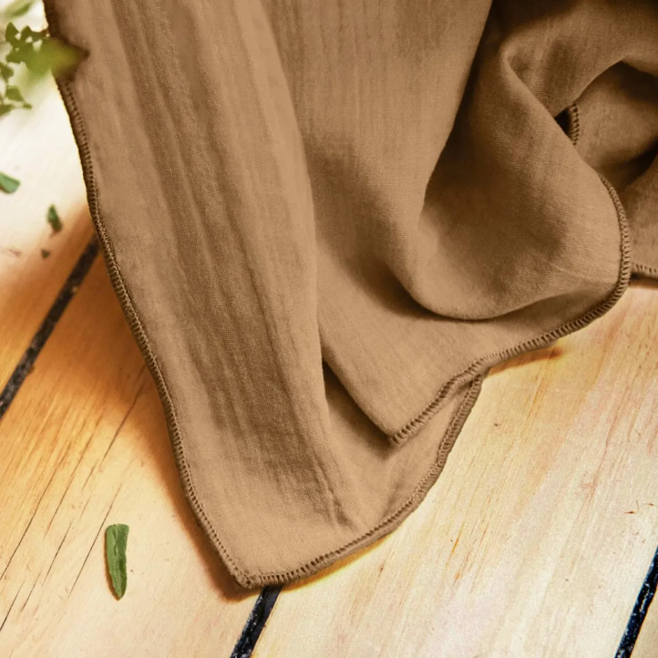 EMINZA Rideau gaze de coton ajustable (140 x max 300 cm) Gaïa Camel Online