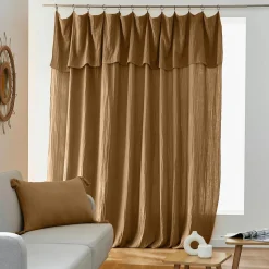 EMINZA Rideau gaze de coton ajustable (280 x max 300 cm) Gaïa Camel New