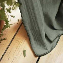 EMINZA Rideau gaze de coton ajustable (180 x max 300 cm) Gaïa Vert romarin