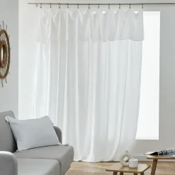EMINZA Rideau gaze de coton ajustable (280 x max 300 cm) Gaïa chantilly Blanc Hot