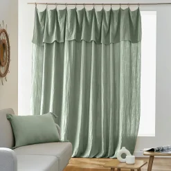 EMINZA Rideau gaze de coton ajustable (280 x max 300 cm) Gaïa Vert Eucalyptus Best
