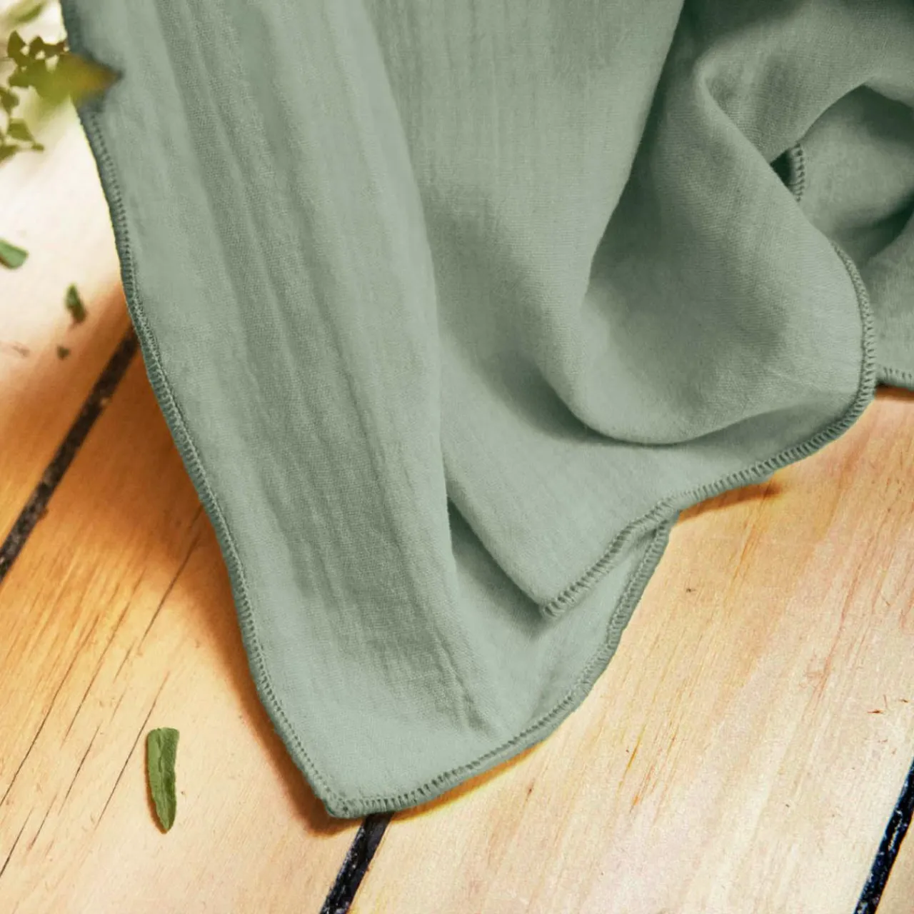 EMINZA Rideau gaze de coton ajustable (280 x max 300 cm) Gaïa Vert Eucalyptus Best