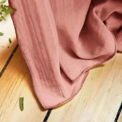 EMINZA Rideau gaze de coton ajustable (140 x max 300 cm) Gaïa Rose Pêche Hot
