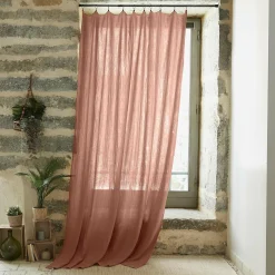 EMINZA Rideau gaze de coton ajustable (180 x max 300 cm) Gaïa Rose Pêche Online