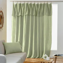 EMINZA Rideau gaze de coton ajustable (280 x max 300 cm) Gaïa Vert tilleul Discount
