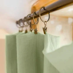 EMINZA Rideau gaze de coton ajustable (280 x max 300 cm) Gaïa Vert tilleul Discount