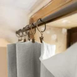 EMINZA Rideau gaze de coton ajustable (280 x max 300 cm) Gaïa Gris nuage Gris clair Outlet