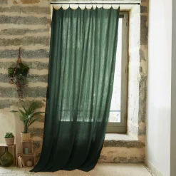 EMINZA Rideau gaze de coton ajustable (180 x 300 cm) Gaïa Vert sapin Online