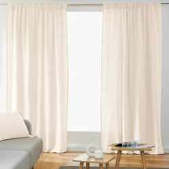 EMINZA Rideau gaze de coton galon fronceur (180 x 240 cm) Gaïa pampa Beige