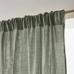 EMINZA Rideau gaze de coton galon fronceur (140 x 240 cm) Gaïa Vert romarin