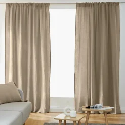 EMINZA Rideau gaze de coton galon fronceur (140 x 240 cm) Gaïa Ficelle Discount