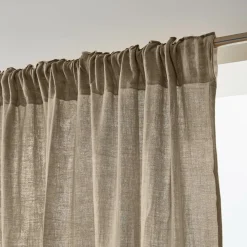 EMINZA Rideau gaze de coton galon fronceur (140 x 240 cm) Gaïa Ficelle Discount