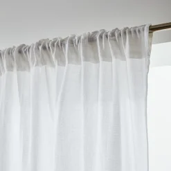 EMINZA Rideau gaze de coton galon fronceur (140 x 240 cm) Gaïa chantilly Blanc