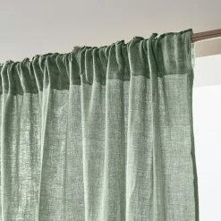 EMINZA Rideau gaze de coton galon fronceur (140 x 240 cm) Gaïa Vert Eucalyptus