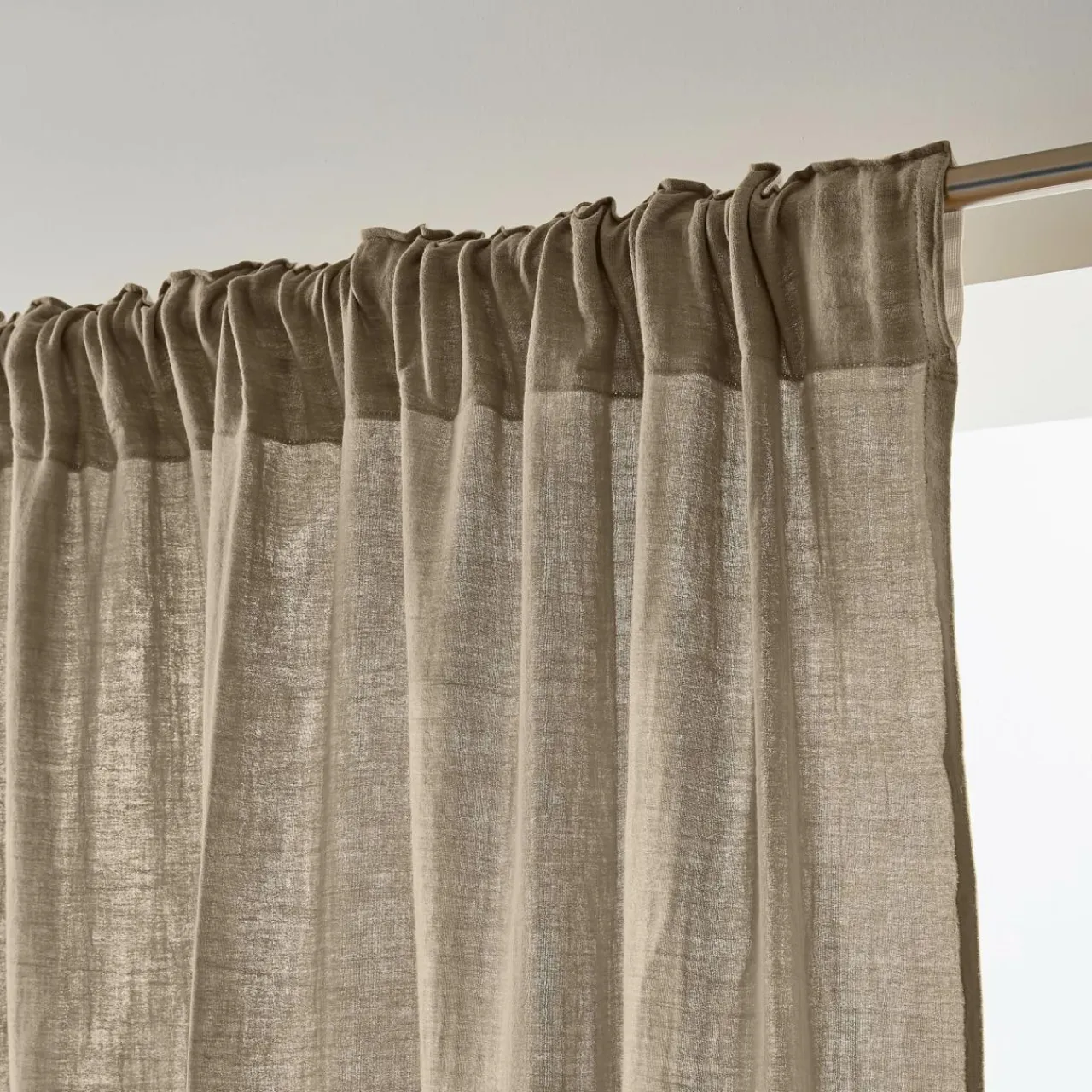 EMINZA Rideau gaze de coton galon fronceur (180 x 240 cm) Gaïa Ficelle Outlet
