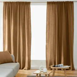 EMINZA Rideau gaze de coton galon fronceur (180 x 240 cm) Gaïa Camel Best