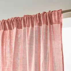 EMINZA Rideau gaze de coton galon fronceur (180 x 240 cm) Gaïa Rose Pêche Sale