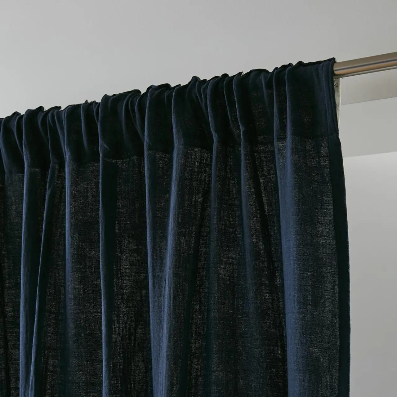 EMINZA Rideau gaze de coton galon fronceur (180 x 240 cm) Gaïa Bleu nuit Best