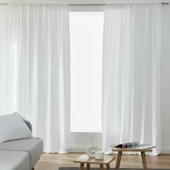 EMINZA Rideau gaze de coton galon fronceur (180 x 240 cm) Gaïa chantilly Blanc Hot