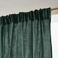 EMINZA Rideau gaze de coton galon fronceur (140 x 240 cm) Gaïa Vert sapin Discount