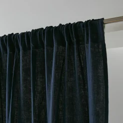 EMINZA Rideau gaze de coton galon fronceur (140 x 240 cm) Gaïa Bleu nuit Online