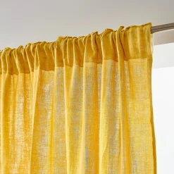 EMINZA Rideau gaze de coton galon fronceur (140 x 240 cm) Gaïa Jaune safran Hot