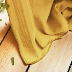 EMINZA Rideau gaze de coton galon fronceur (140 x 240 cm) Gaïa Jaune safran Hot
