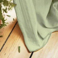 EMINZA Rideau gaze de coton galon fronceur (140 x 240 cm) Gaïa Vert tilleul Outlet