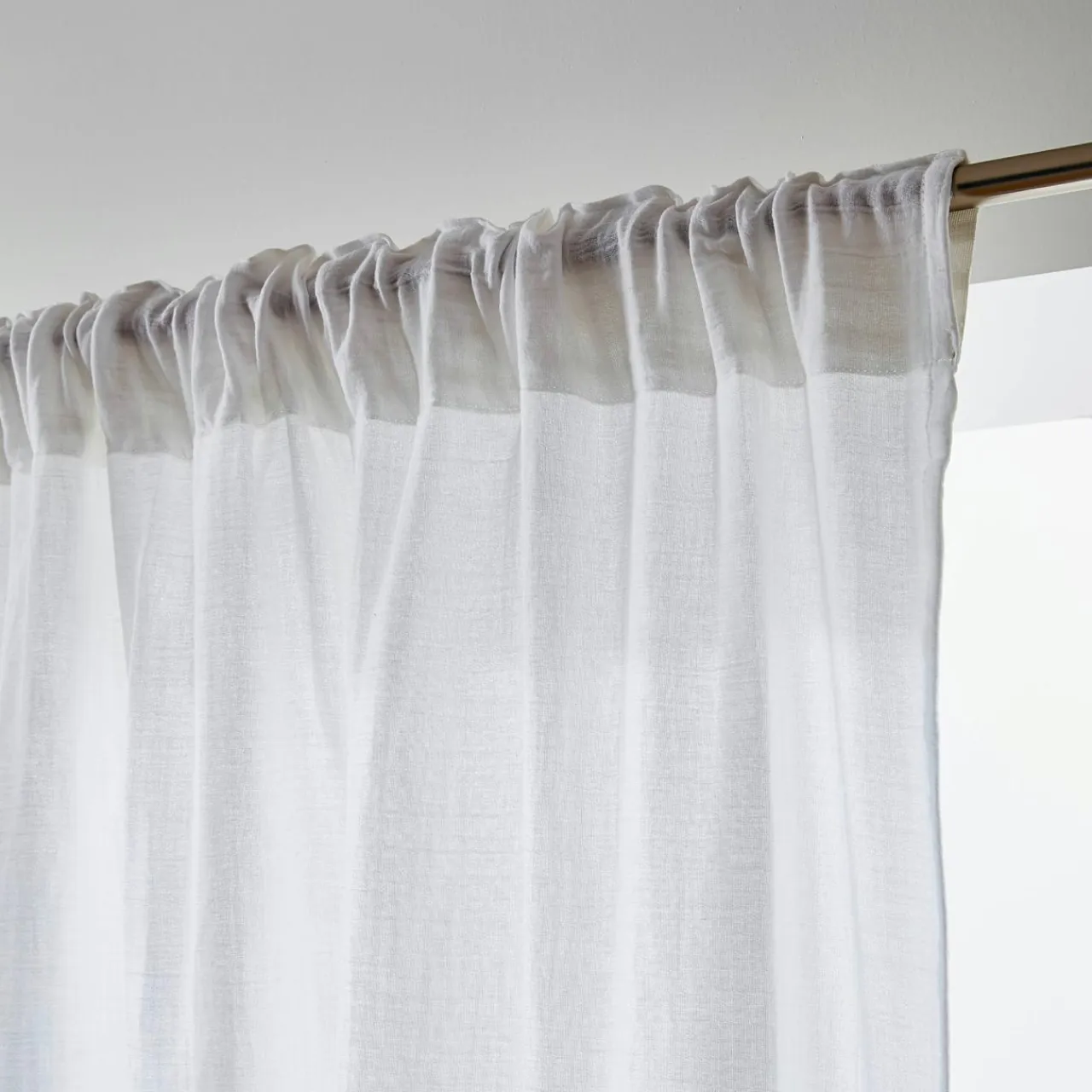 EMINZA Rideau gaze de coton galon fronceur (180 x 240 cm) Gaïa Gris nuage Gris clair Online