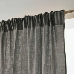 EMINZA Rideau gaze de coton galon fronceur (180 x 240 cm) Gaïa Gris granit Gris foncé Hot