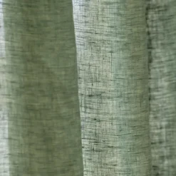 EMINZA Rideau lin lavé ajustable (140 x max 270 cm) Louise Vert romarin