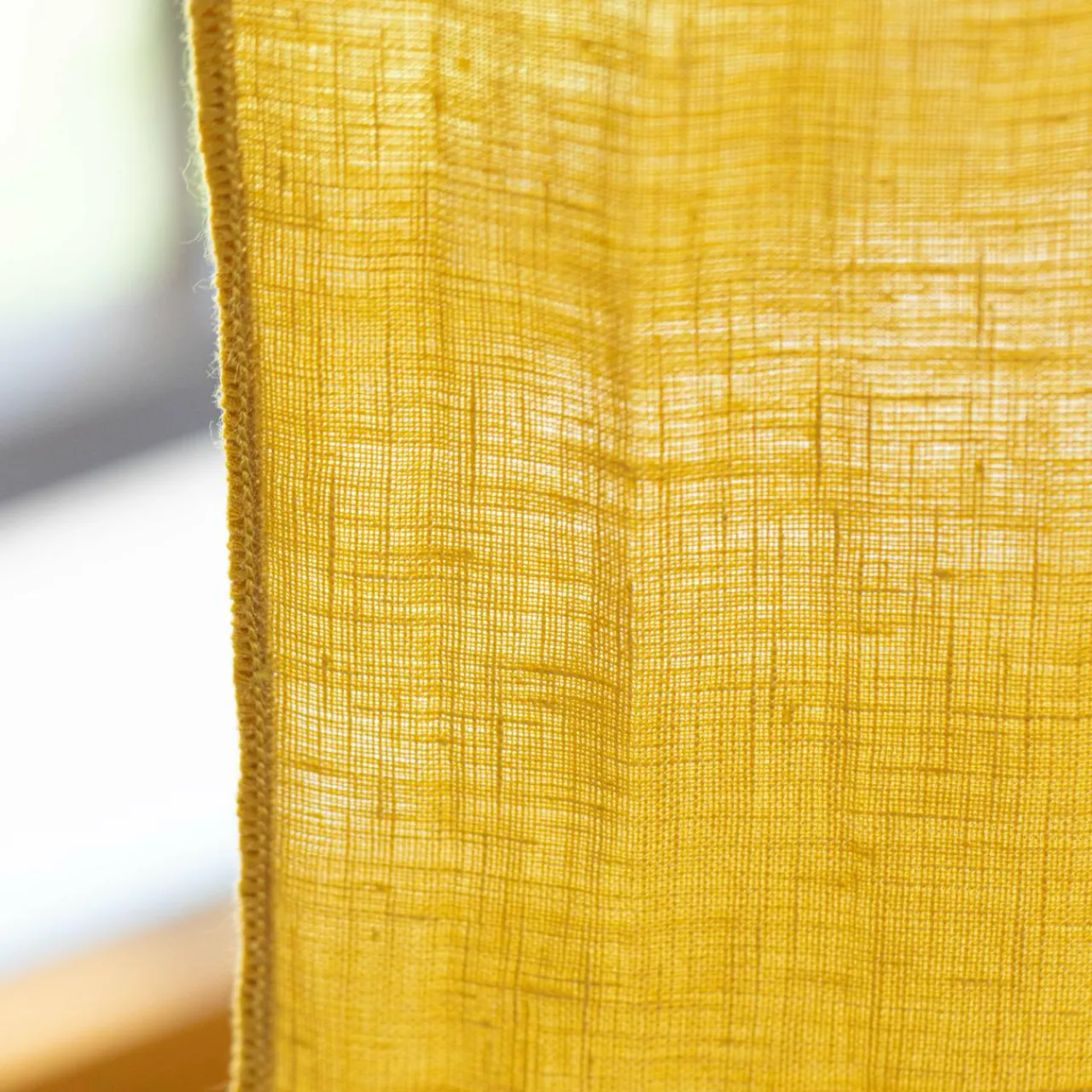 EMINZA Rideau lin lavé ajustable (140 x max 270 cm) Louise Jaune moutarde Discount