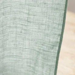 EMINZA Rideau lin lavé ajustable (140 x max 270 cm) Louise Vert Eucalyptus Sale