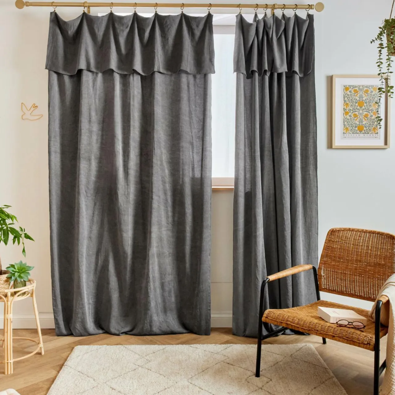 EMINZA Rideau lyocell Tencel™ ajustable (140 x max 270 cm) Olivia granit Gris Outlet