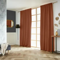 EMINZA Rideau obscurcissant galon fronceur (140 x 260 cm) Dark Terracotta Discount