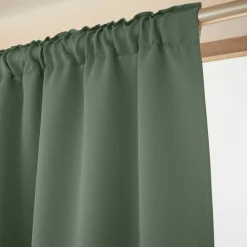 EMINZA Rideau obscurcissant galon fronceur (140 x 260 cm) Dark Vert romarin Discount