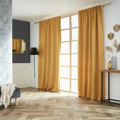 EMINZA Rideau obscurcissant galon fronceur (140 x 260 cm) Dark Jaune moutarde Discount
