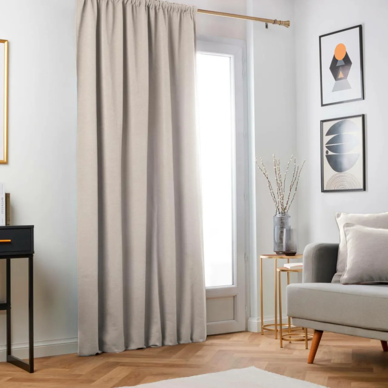 EMINZA Rideau obscurcissant thermique galon fronceur (280 x 240 cm) Minuit Taupe New