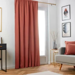 EMINZA Rideau obscurcissant thermique galon fronceur (280 x 240 cm) Minuit Terracotta Sale