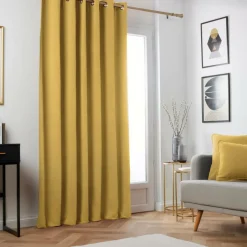 EMINZA Rideau obscurcissant thermique (180 x 260 cm) Minuit Jaune ocre New