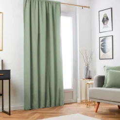 EMINZA Rideau obscurcissant thermique galon fronceur (280 x 240 cm) Minuit Vert kaki Outlet