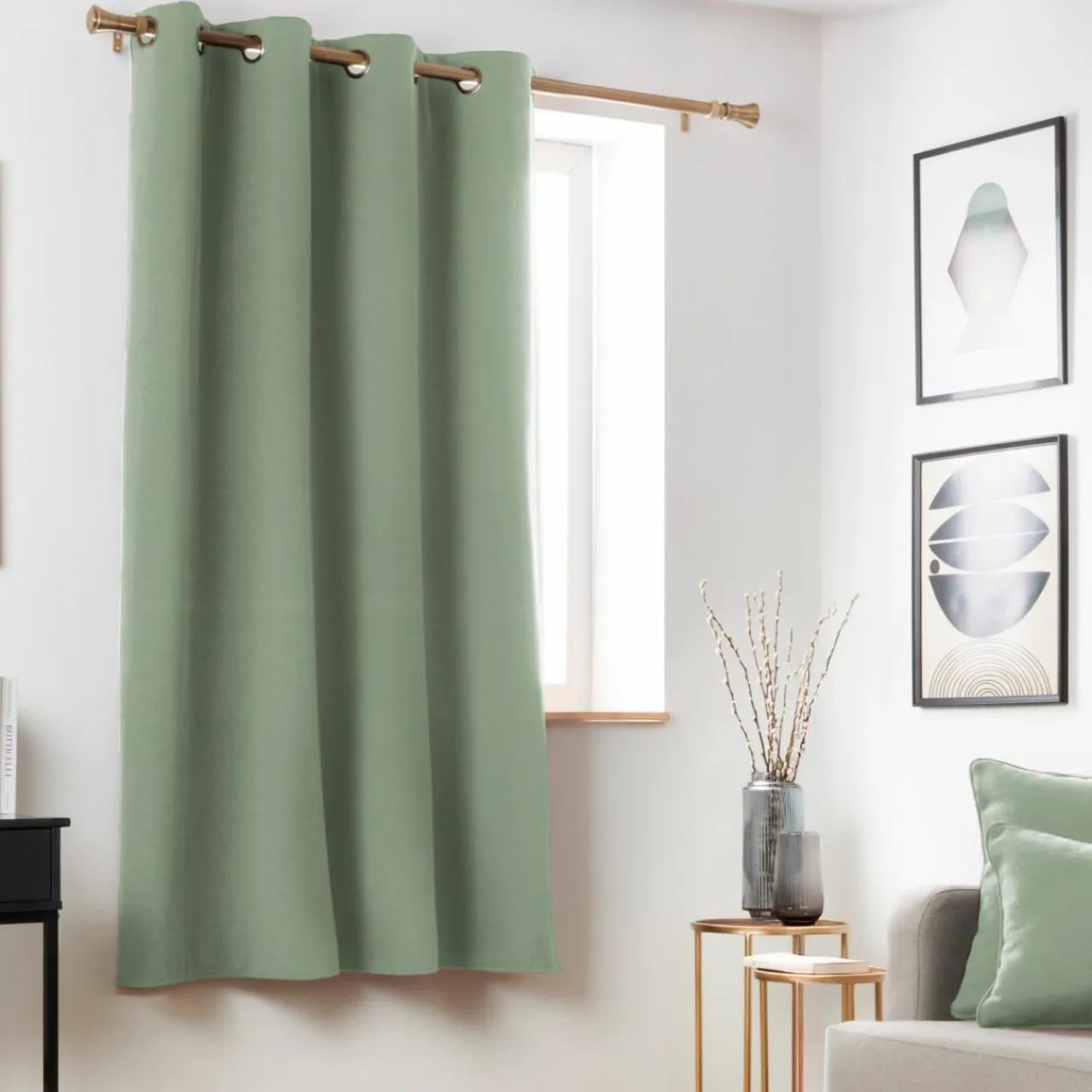 EMINZA Rideau obscurcissant thermique (140 x 180 cm) Minuit Vert kaki Clearance