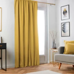 EMINZA Rideau obscurcissant thermique galon fronceur (280 x 240 cm) Minuit Jaune ocre New