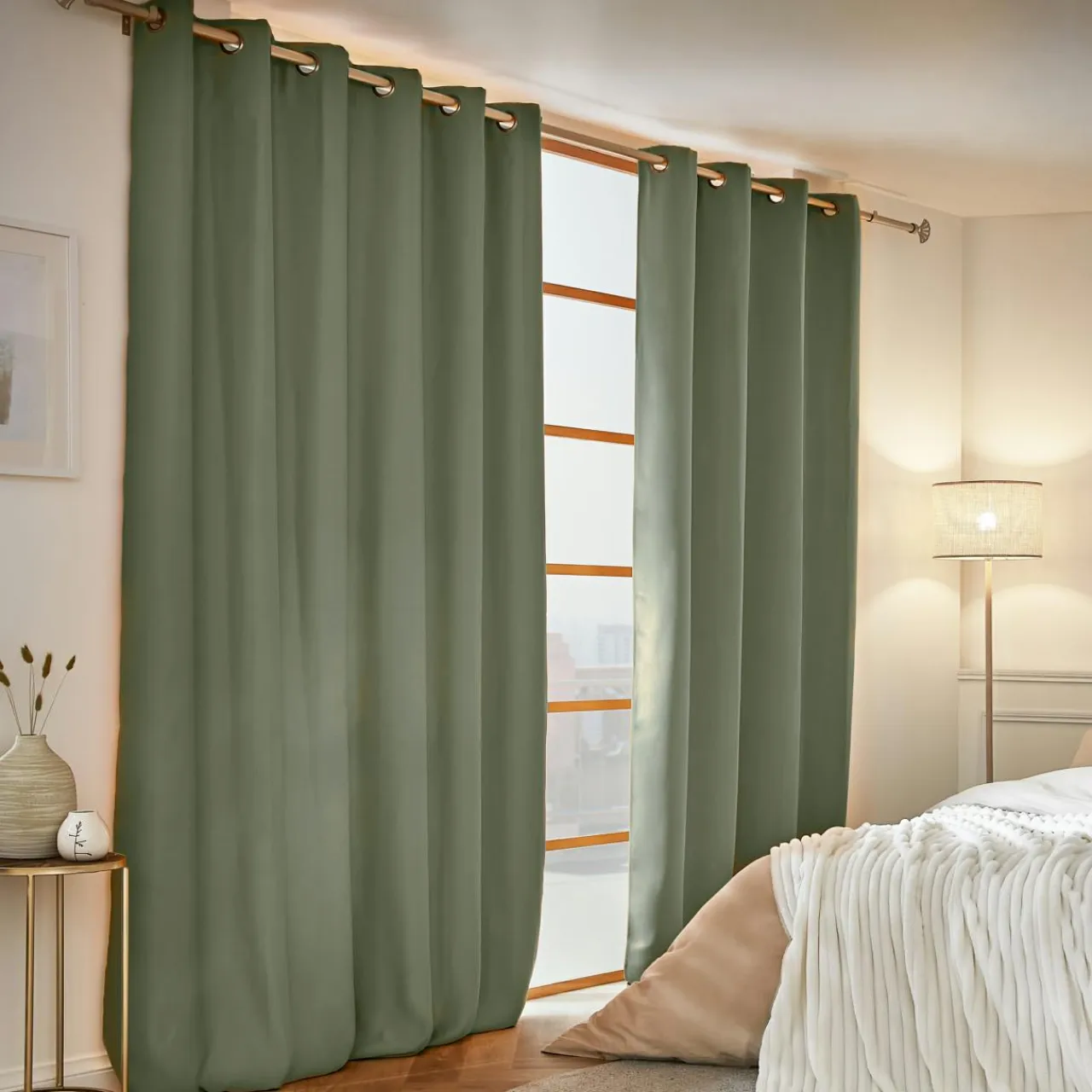EMINZA Rideau obscurcissant thermique (180 x 260 cm) Calore Vert kaki Hot