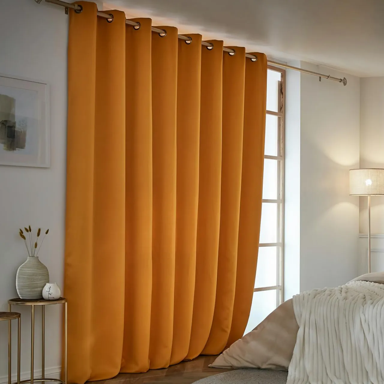 EMINZA Rideau obscurcissant thermique (280 x 260 cm) Calore Jaune moutarde New