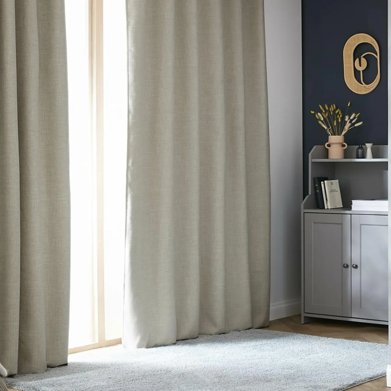 EMINZA Rideau obscurcissant thermique galon fronceur (140 x 240 cm) Alba Taupe Sale
