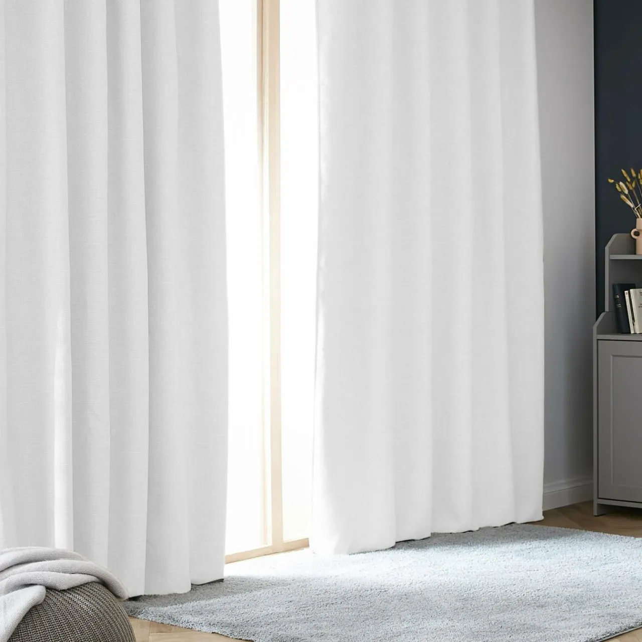 EMINZA Rideau obscurcissant thermique galon fronceur (140 x 240 cm) Alba perle Blanc Discount