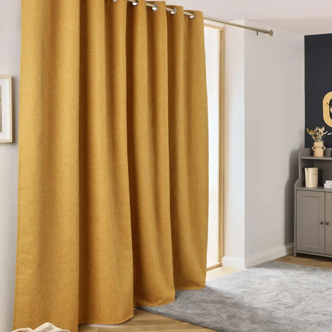 EMINZA Rideau obscurcissant thermique (280 x 240 cm) Alba Jaune moutarde New