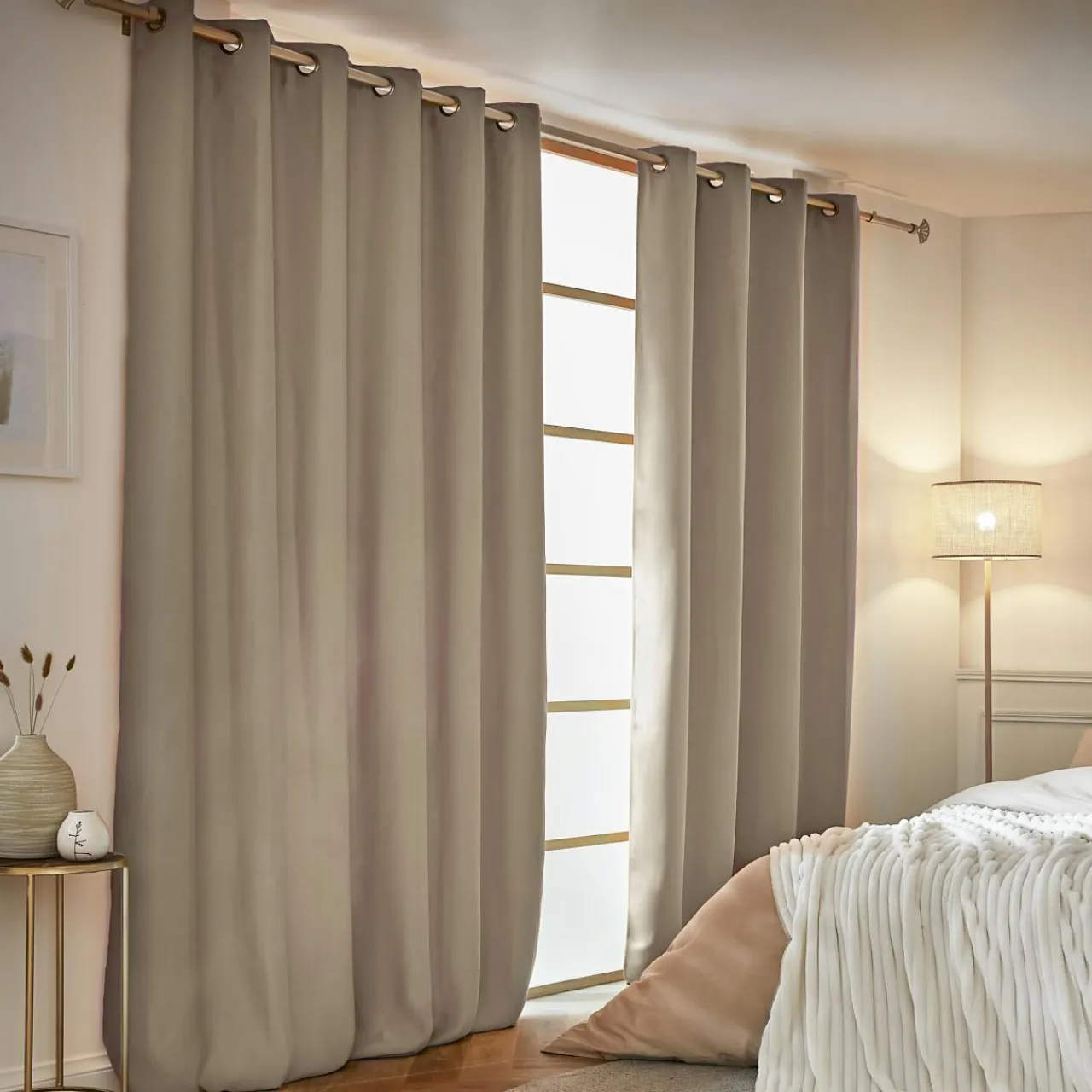 EMINZA Rideau obscurcissant thermique (180 x 260 cm) Calore Taupe Discount