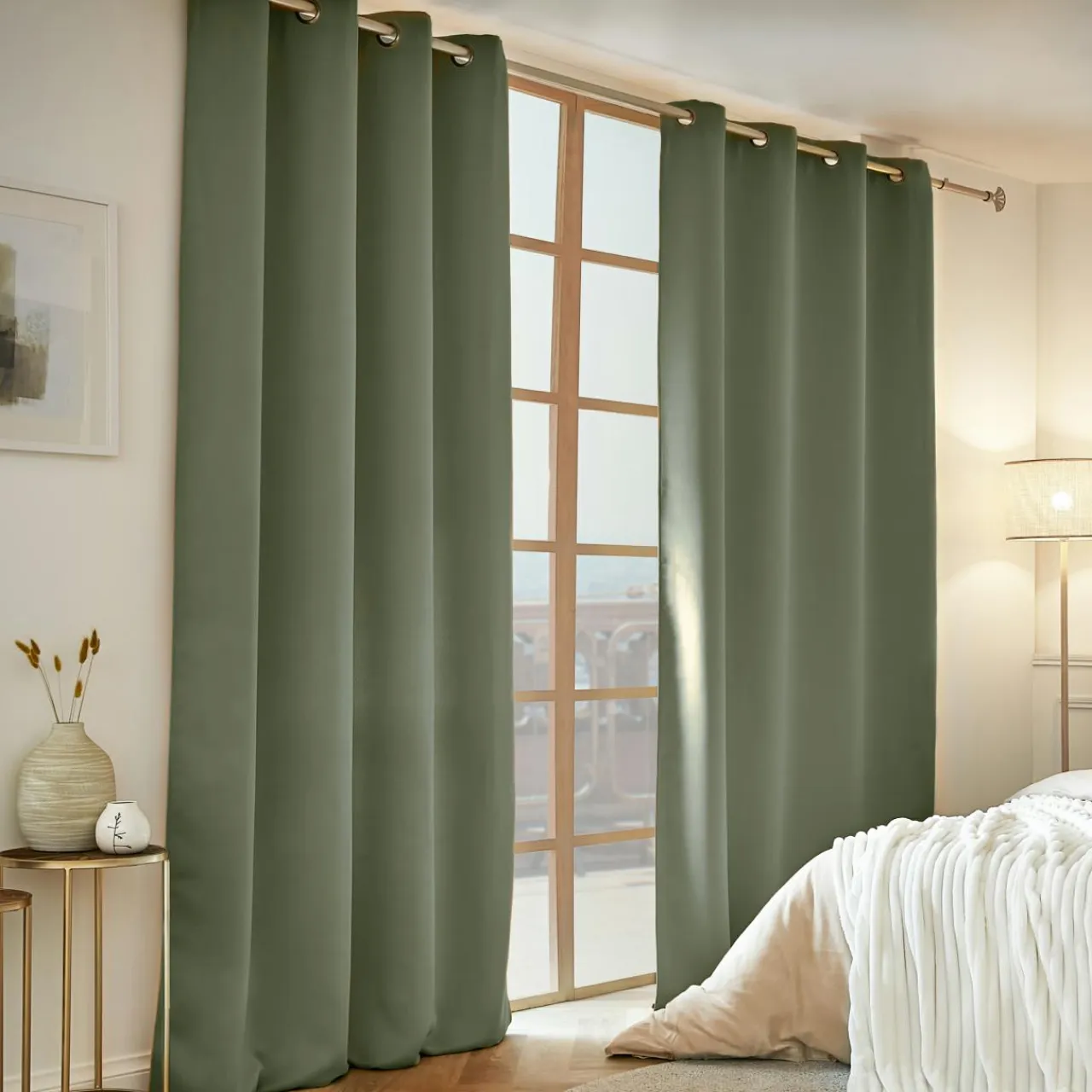 EMINZA Rideau obscurcissant thermique (140 x 280 cm) Calore Vert kaki Clearance